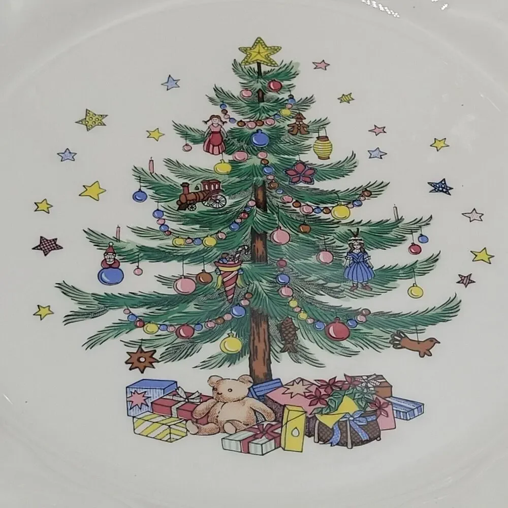 Set of 2 Nikko Happy Holidays Christmas Swirl Dinner Plates 10.75